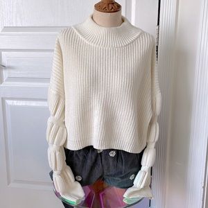 12th tribe ivory knit cropped sweater